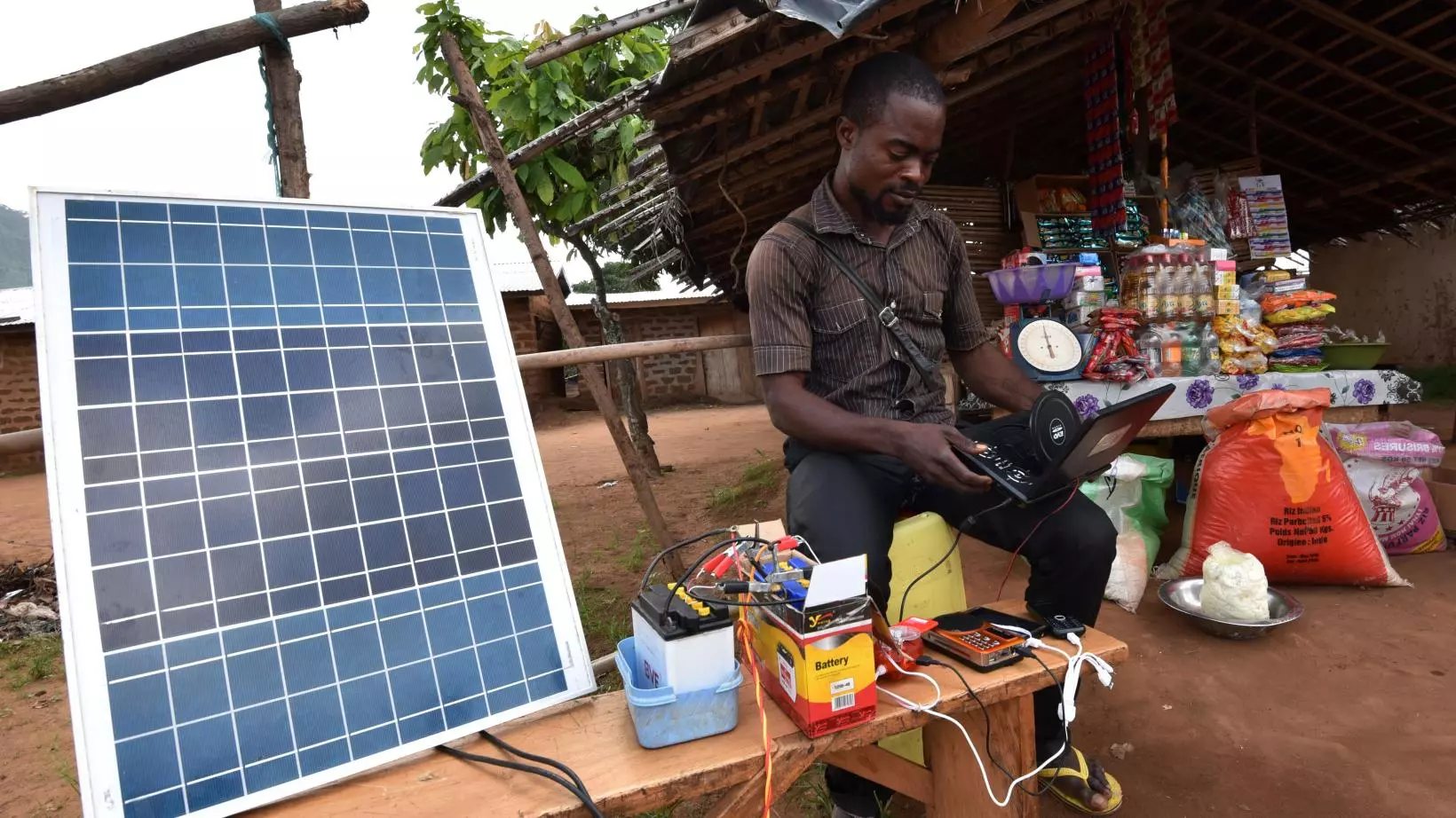 Solar panels installed in a rural setting